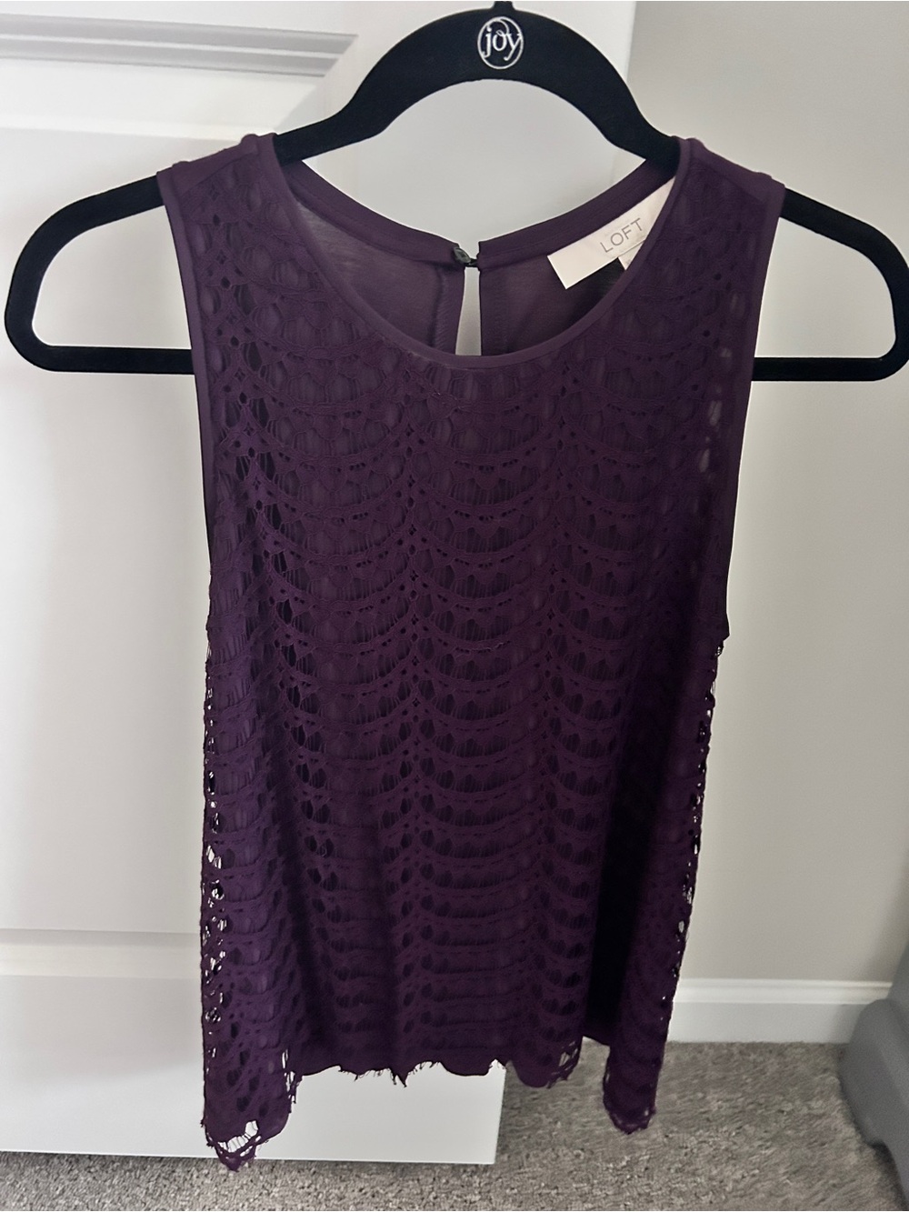 LOFT Deep Purple Crochet Sleeveless Camisole